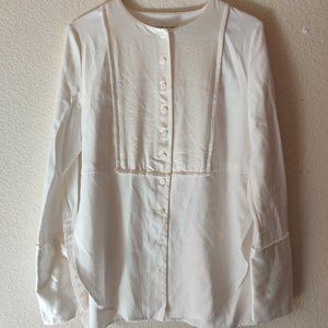 creamy white satin cotton blouse